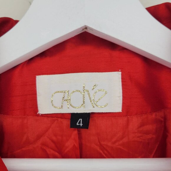 Cache Vintage Red Blazer Jacket Button Down Shoulder Pads Women's Size 4 #3319 - Picture 3 of 5